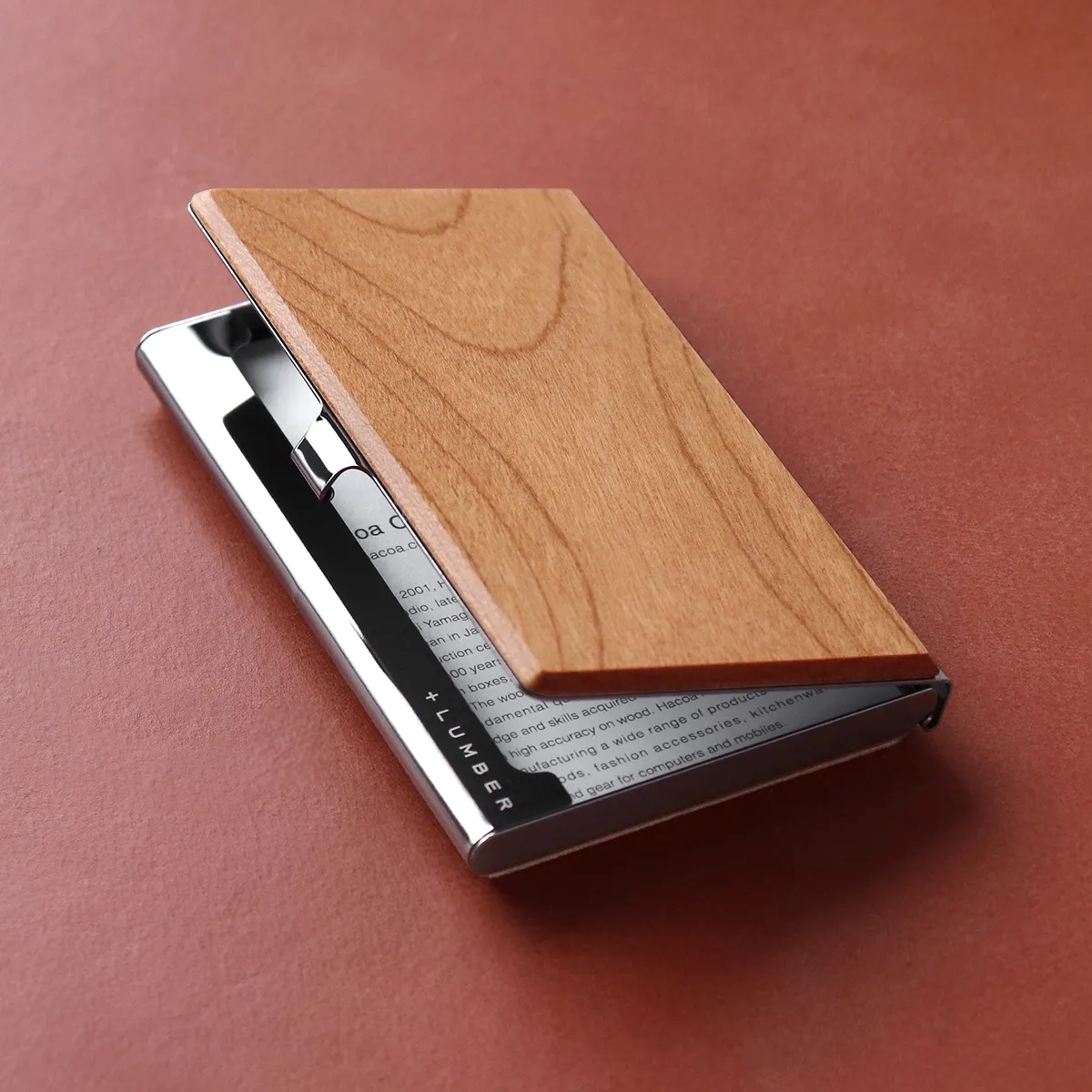 木製名刺入れ CARD CASE ナチュラルな木目とステンレスの高級カードケース